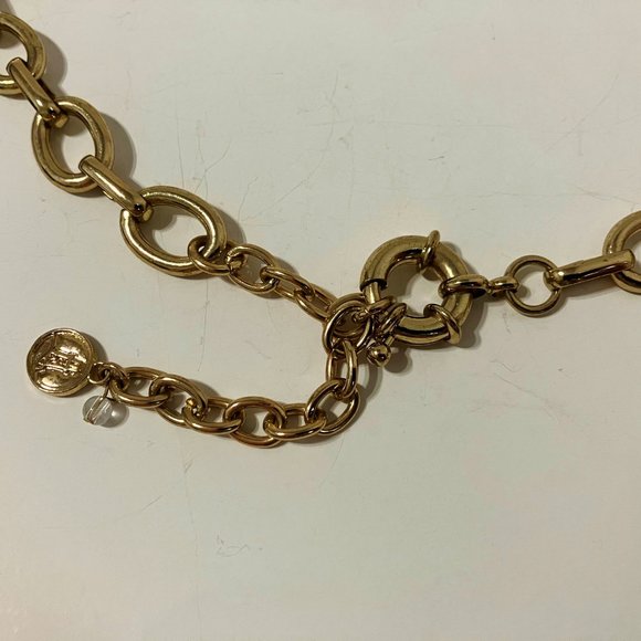 Nautical Choker Necklace Link Chain Enamel Knot Gold Tone Metal Lighthouse Tag - Picture 8 of 10